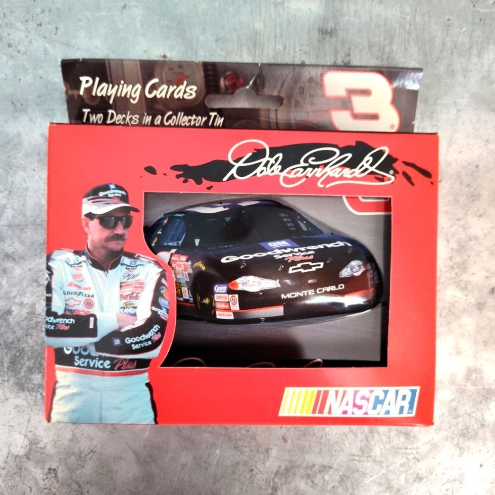 Nascar Dale Earnhardt 2 Decks of Playing Cards in Embossed Collector Tin